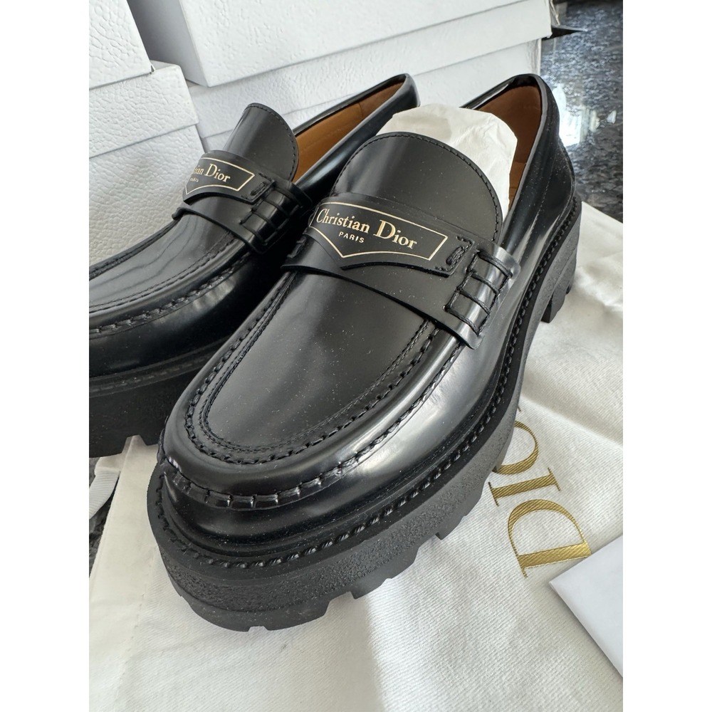 Dior Boy Platform Loafer $1150 Black Leather Dress Lug Shoes. NWB Sz 35.5 US 5.5 - Picture 2 of 16
